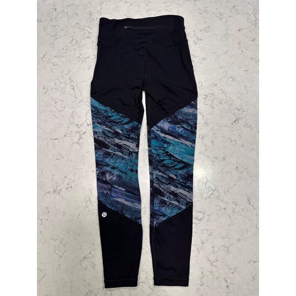 Lululemon Run to Reset Tight 25" Black Frozen Island Multi Size 4 - Picture 8 of 12